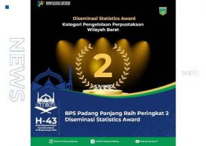 BPS Padang Panjang Raih Peringkat 2 Diseminasi Statistics Award