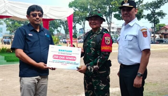 PT Semen Padang Salurkan 500 Zak Semen untuk Dukung TMMD ke-129 di Agam dan Lima Puluh Kota
