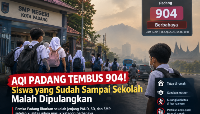 AQI Padang Tembus 904, Siswa Sudah Sampai Sekolah Dipulangkan