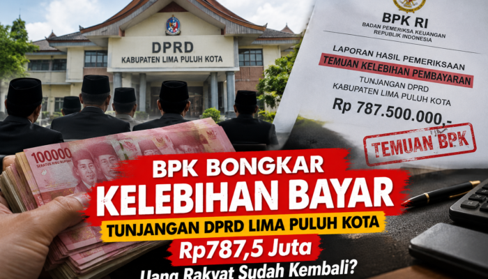 Rp787,5 Juta Tunjangan DPRD Lima Puluh Kota Bermasalah! BPK Bongkar Salah Hitung, Kapan Uang Rakyat Kembali ?